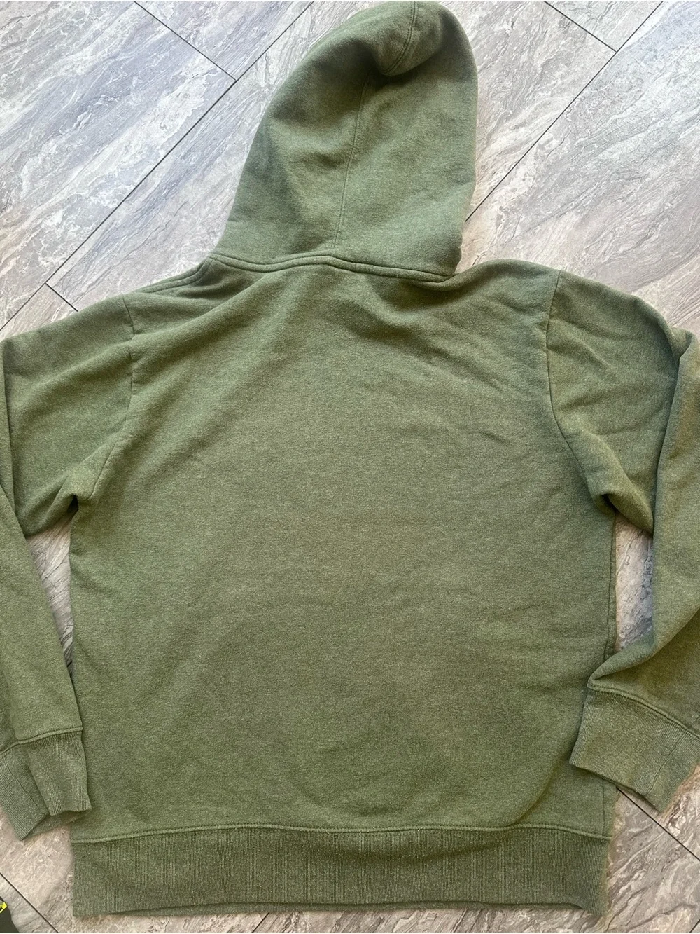 The North Face Olive Green Hoodie with Orange Logo